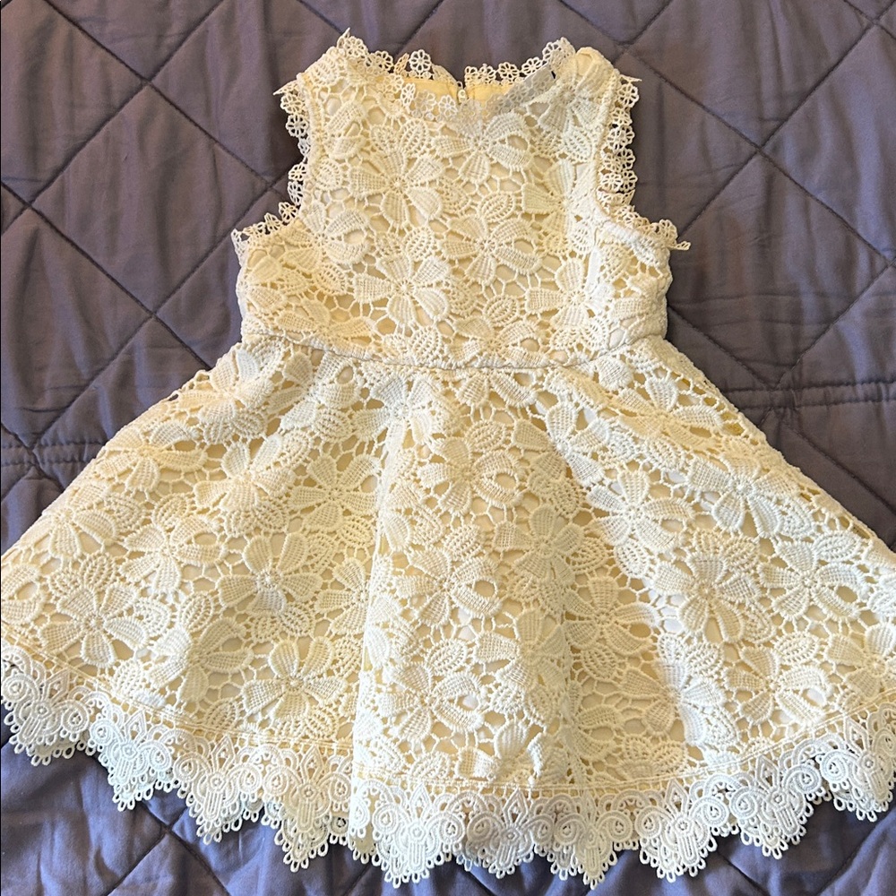 Elegant Cream Lace Kids Dress